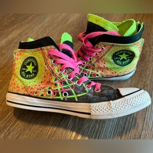 Converse Pink and Green High-Top Sneakers